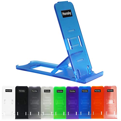 Honsky Universal Portable Pocket-sized Adjustable Collapsible Plastic Cellphone Holder, Tablet Stands, Smartphone Mounts, Mobile Cell Phone Mount (Bundle, Multi-Color, Clear) - 9 Pack