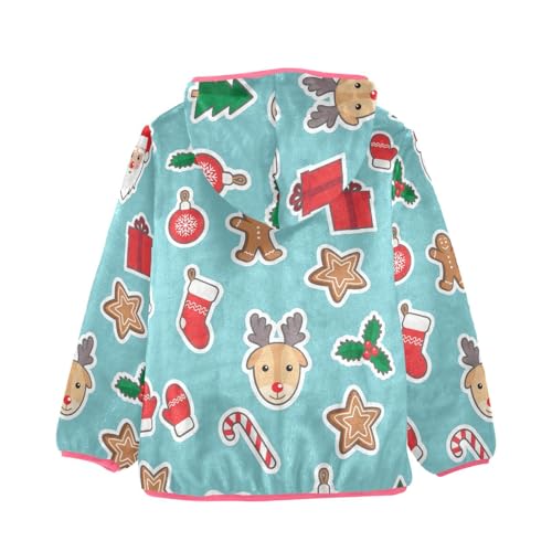 OTVEE Christmas Santa Claus Deer Bell Kids Hoodie Jacket Fall Spring Full Zip Warm Outwear Coat2