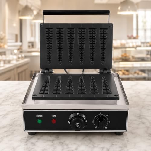 Image of Lolly Stick Waffle Machine 6 Slot, Commercial Electric Waffle Stick Maker, Professional Waffle Machine for Cafe Bakery