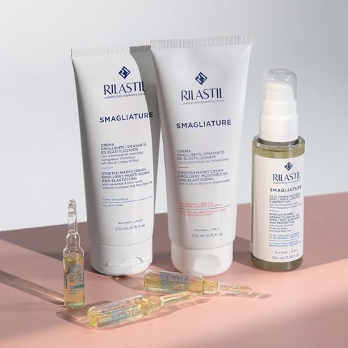 Rilastil Dehnungsstreifen-Creme, Pflege gegen Dehnungsstreifen, weichmachend, feuchtigkeitsspendend und elastizitätsfördernd, 200-ml-Packung – Ansicht 3