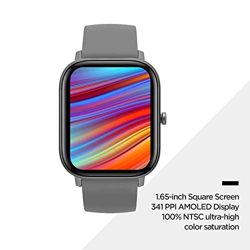 Image of (Refurbished) Amazfit Huami GTS Bluetooth Smart Watch- Lava Grey, Silicone (Compatible with OS - IOS and Android Wireless 5 ATM)