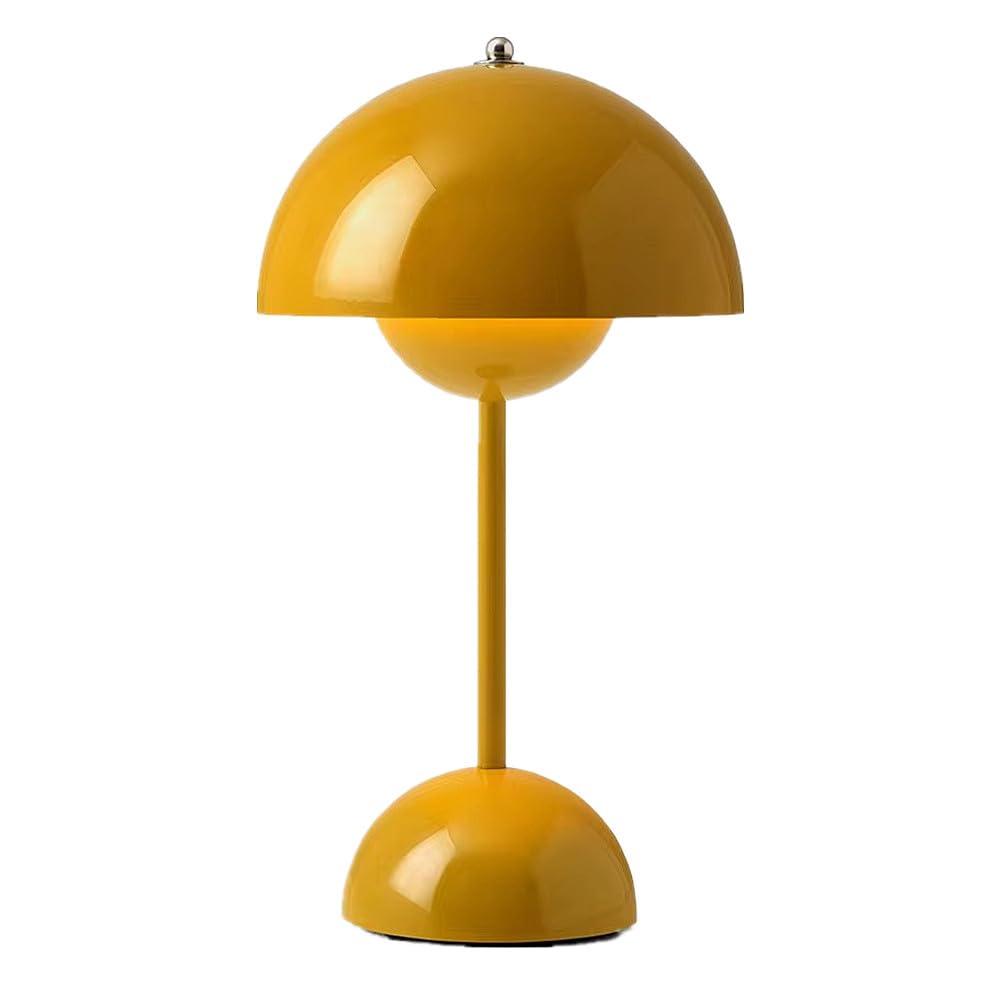 TRIXES Rechargeable Mustard Yellow Mushroom Table Lamp - Portable Cordless Lamp - 2000mAh USB Chargeable - Lounge, Bedroom, Home Décor - Image 2