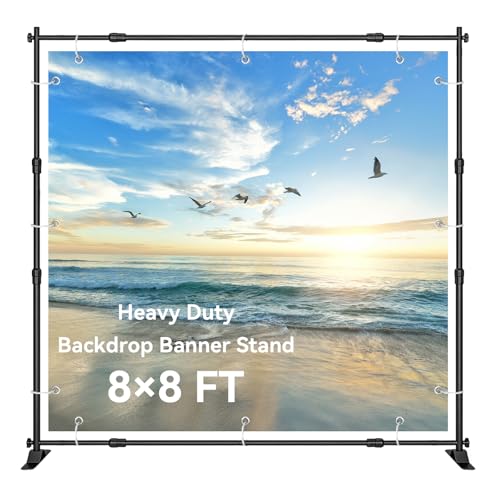 88 Backdrop Stand Banner Stand Kit with Carry Bag Heavy-Duty Photography Step & Repeat Stand Height and Width Adjustable for Photo Booth Events Weddings Studio Displays
