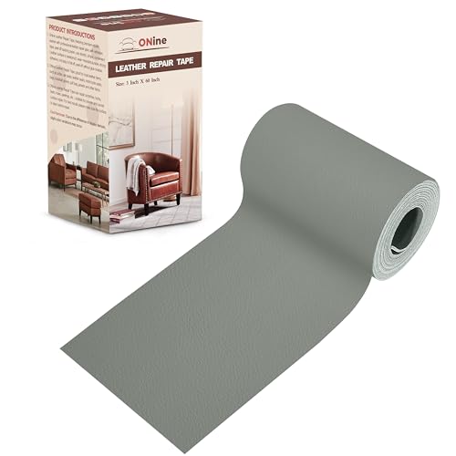 Image of ONine Leather Repair Patch,Leather Repair Tape, 3 x 60 inches Leather Repair Patch for Furniture,Vinyl Repair kit,Leather Couch Patch,for Sofas, Furniture, car Seats(Blue Gray-Litchi Grain)