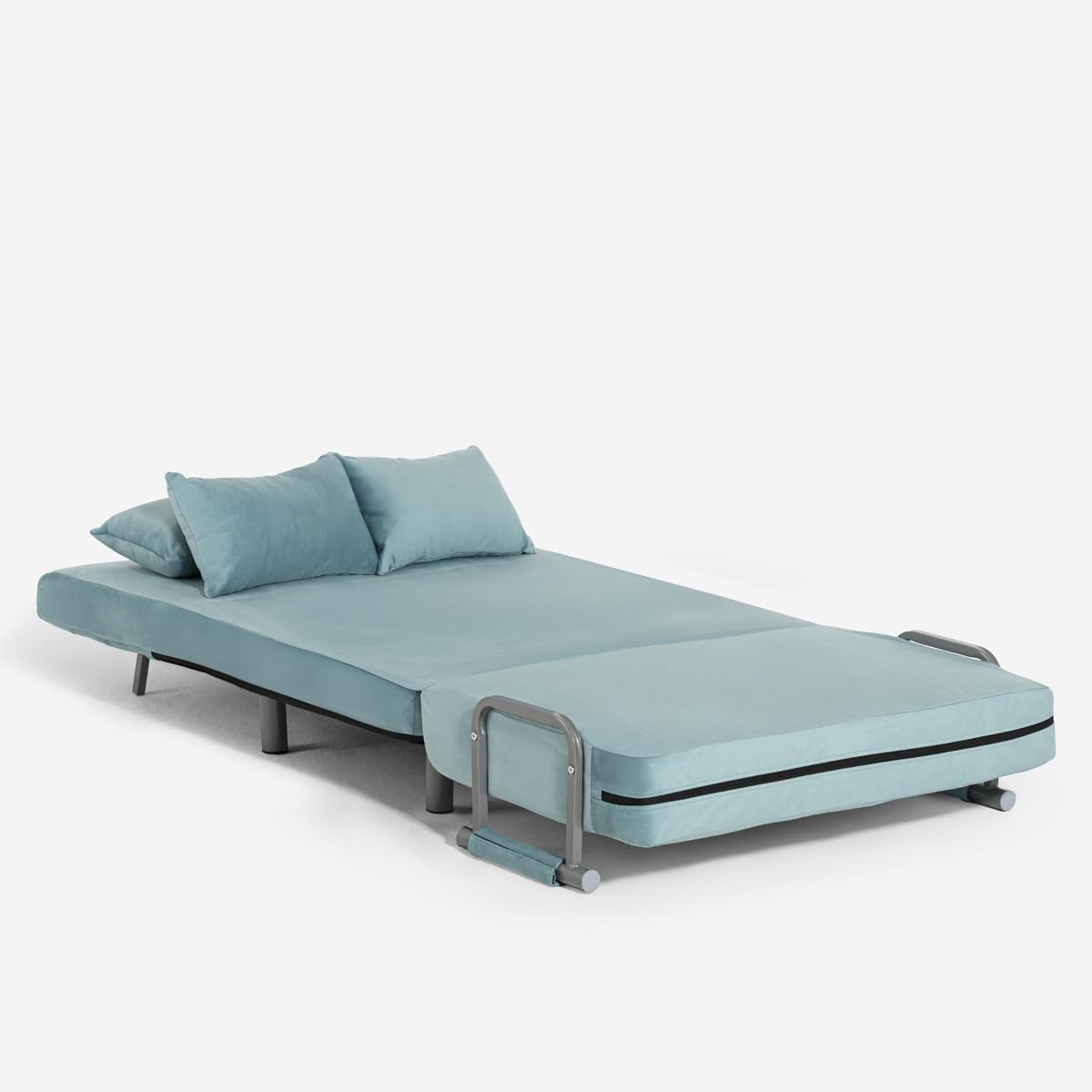 Produce Shop Poltrona Letto Pieghevole salvaspazio in Velluto Deborah Twin Lux - Azzurro