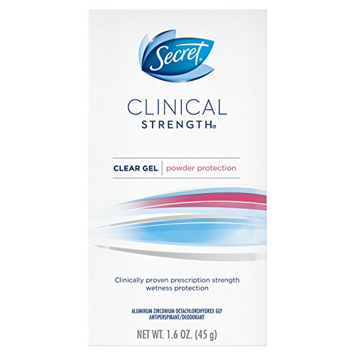 Secret Antiperspirant and Deodorant for Women, Clinical Strength Clear Gel, Powder Protection, 1.6 Oz