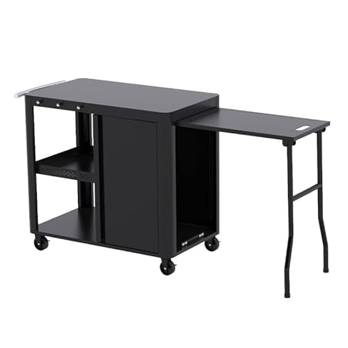 BRASERO - Desserte pour plancha Evolution - Meuble desserte extérieur - Etages rangements, Porte, Crochets - Plateau 85x50 cm - Plateau Extension 61,6 x 37 cm - Roues avec Frein, poignée