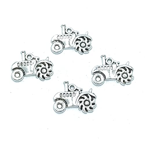 30pcs Charms Transportation Vehicle Farm Tractor Pendants Tibetan Silver for DIY Craft Necklace Bracelets Keychain Jewelry Making Findings Accessories 20 X 15mm (Ancient Silver)