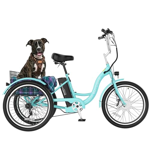 MOONCOOL Adult Electric Tricycle, 350W Front Drive Motor (Peak 700W), 15.5MPH E-Trike with Removable 36V 14.5Ah Battery, Max 60 Miles Range, 24/26 Inch 7-Speed 3 Wheel Electric Bike, Large Basket