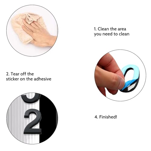 Hausnummer Selbstklebend,Schwarze Türnummer,3d-Türnummer,Ziffern 0 bis 9,10cm,Für Türen, Briefkästen, Wohnungen,Verwendung im Freien