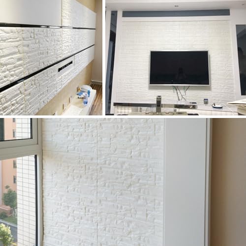 3D Wandaufkleber 60 x 60cm Selbstklebende Dekorative 3D Wandpaneele, Wasserdichte Tapete für Dekoration Renovierung Wohnzimmer Schlafzimmer Küche (36, Stein)