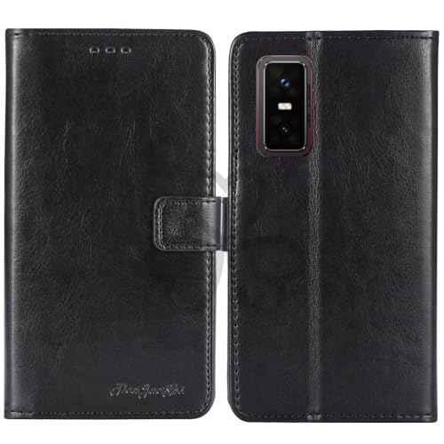 TienJueShi Black Book Stand Retro Flip Leather Protector Phone Wallet Gel Cover Etui TPU Silicone Case For Infinix GT30 Pro 5G X