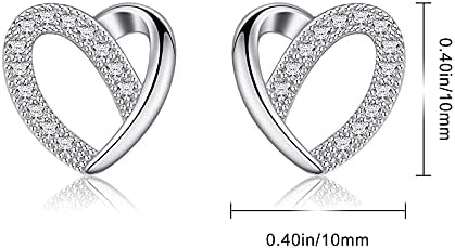 Jewlldeen Silver Earrings for Women,Stud Heart 925 Sterling Silver,Cubic Zirconia Jewelry,Gifts for Her,Girlfriend, Mom