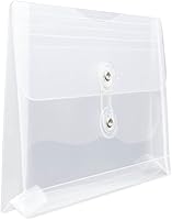 Vista 3 de JAM PAPER Sobres de plástico con botón y cierre de corbata, tamaño índice, 5 12 x 7 12, transparente, paquete de 12