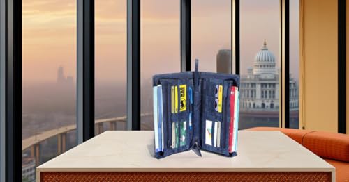 Image of Sukeshcraft Multiple Cheque Book Holder | Original PU Holds Upto 8 Cheque Books, CorkBlue