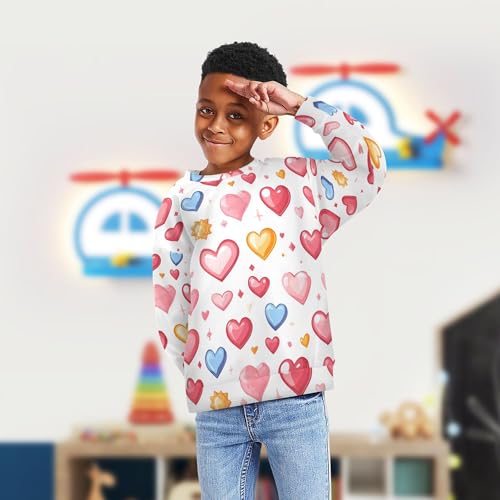 JUNZAN Valentines' Hearts Little Kids Hooded Sweatshirt Crewneck Kids Hoodies Boys Sports 4T4