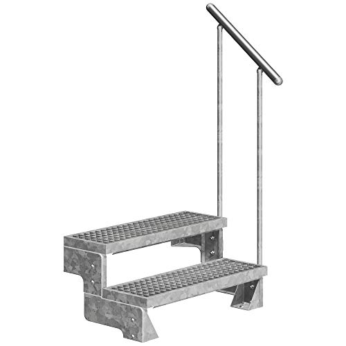 DOLLE Außentreppe Gardentop 2 Stufen Geschosshöhe 36-44 cm inkl. Gitterroststufen 80 cm und Einzelstabgeländer