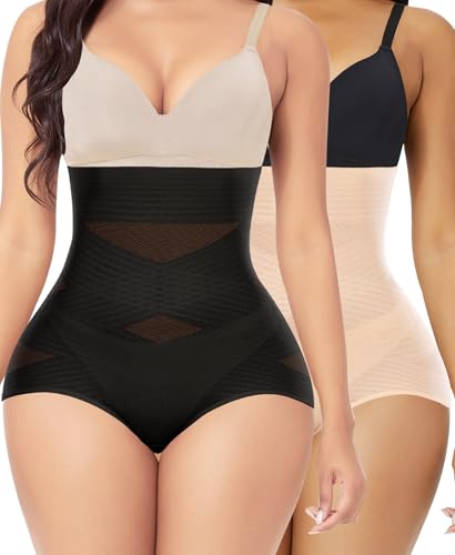 Gaine Ventre Plat Gaine Amincissante (Noir+Beige-Slim,XXL)