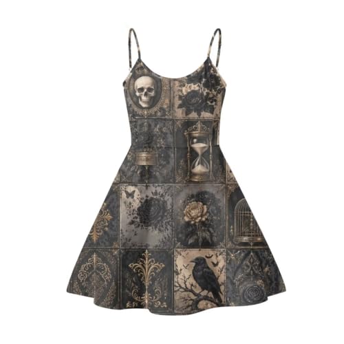 Image of Women's Spaghetti Strap Dress Summer Casual Swing Sundress Girls Beachwear Swing Mini Dress