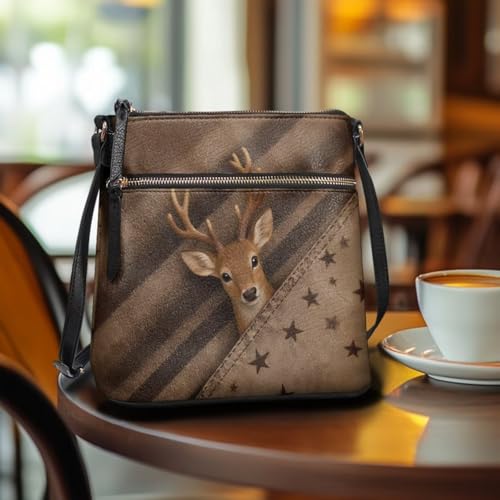 Image of Leather Women Crossbody Hobo Bag Satchel Purse Handbag with Adjustable Shoulder Strap and Zipper Pockets
