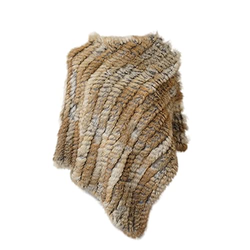 AiYoHi Véritable Fourrure De Lapin Tricoté Poncho Gilet Mode Wrap Manteau Châle Dame Écharpe Naturelle Fête Mariage En Gros Cape - Kaki Camo, Taille Unique, (AYW211212PK3102)