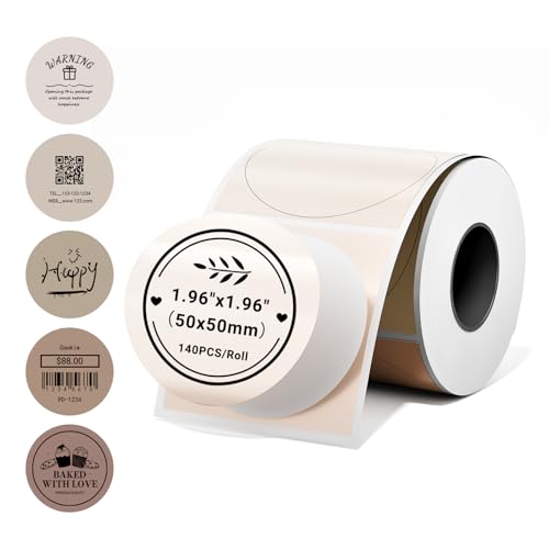 Image of Phomemo Circle Color Thermal Labels,1.96 inch, for M110 /M100 /M220 /M108, 140 PCS | 2 Inch , No BPA&BPS, Waterproof, 50x50mm 1 Roll Round Thermal Sticker for School, Barcode, Logo, Business, Home,Organization