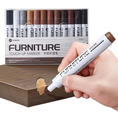 Furniture Repair Touch Up Marker Set with Sharpener Carpenters Bedposts Chisel Tip Wooden Repair Scratch - Markers and Wax Sticks for Stains Wood Floors Cover Ups Desks & Tables (Set of 12)-image-20