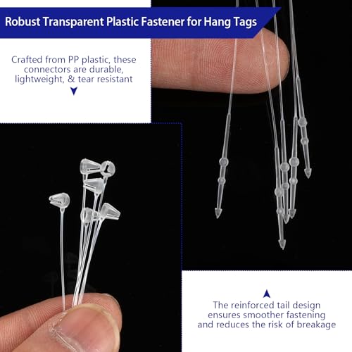 2000 Stück Sicherheitsfäden für Etiketten, Kunststoff Loop Pins, Transparente Sicherheitsfäden, Wiederverwendbar Loop Pins für Kleidung, Schuhe, Preisschilder，Einfache Handhabung ohne Pistole(13 cm)