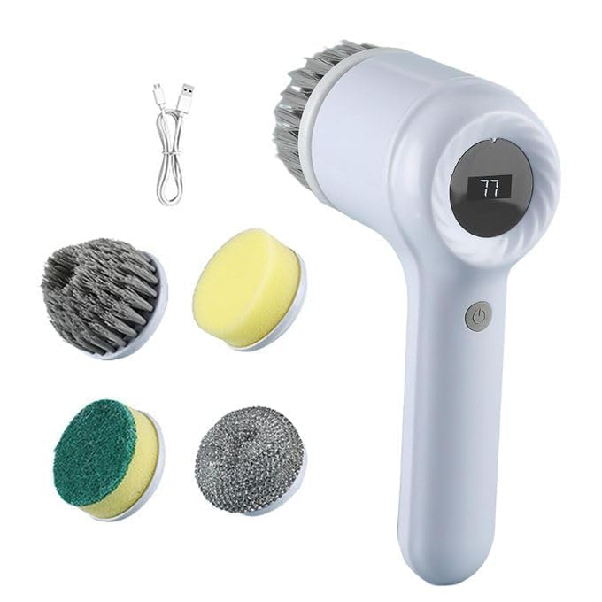 BIGXEN Plastic 5 in 1 Magic Brush Electric Magic Brush Multifunctional Magic Brush with 5 Brush Heads Charging Cord for Home, Kitchen Tiles, Carpet Sink Wash Basin Bath Shower (LED Heavy Magic Brush) (B0BSV8S122) Amazon Price History, Amazon Price Tracker