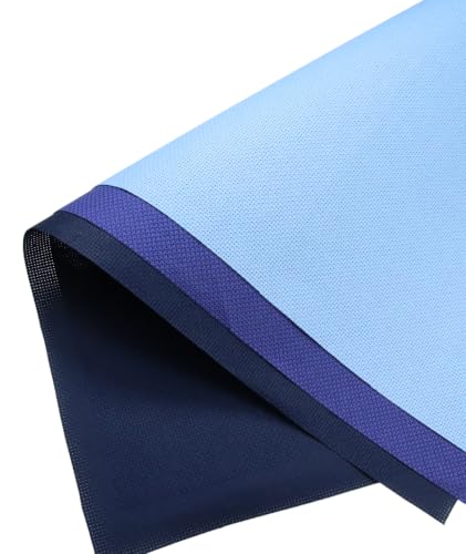 Image of KCS 3 pc of 15 inch x 18 inch(38cmx45cm) 16 Count Cross Stitch Cotton Aida Cloth Needlework Rolled Fabric Box,16CT,Light Blue+Royal Blue+Navy Blue