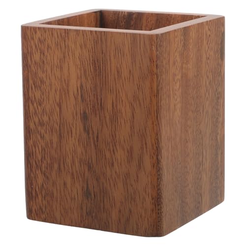 TOPBATHY Portapenne in Legno Massello Portapennelli per Trucco Organizer per Matite da Scrivania Design Compatto per Ufficio e Casa