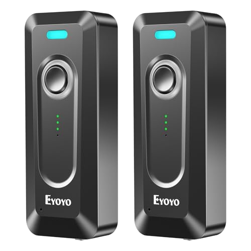 Image of 2-Pack Eyoyo 2D Bluetooth Barcode Scanner Wireless with Clip, 2000mAh Battery with Level Indicator, Portable Mini Barcode Reader for Library Inventory Compatible with iPhone, iPad, Android Phone