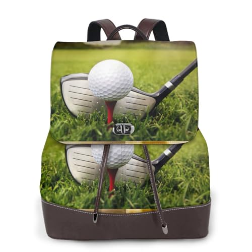 Sac à dos en cuir pour femme imprimé géométrique golf moderne