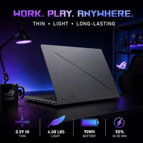 Image of ASUS ROG Zephyrus G16 All-Around Gaming Laptop, 16 inch 2.5K OLED 240Hz Display, Intel Core Ultra 9 285H, GeForce RTX 5070, 16GB RAM, 1TB PCIe 4.0 SSD, Wi-Fi 7, Bag-Ready Notebook, Eclipse Gray