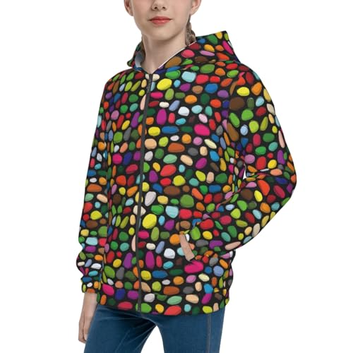 Pebble Colorful Kid Hoodies Boys Zip Up Sweatshirts Girls Pullover with Pocket