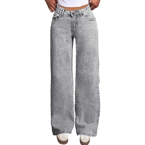 Girls Wide Leg Jeans Baggy Bow Embroidery High Elastic Waist Denim Pants Cute Y2K Trendy Tween Streetwear