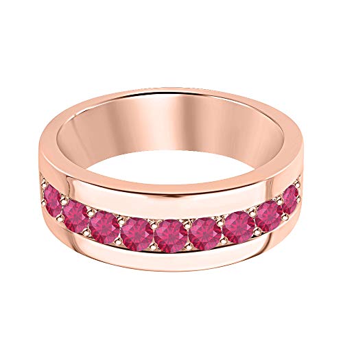 Gold & Diamonds Jewellery 14K Rose Gold Plated Round Cut Gemstone Wedding Anniversary Band Ring for Men's.2