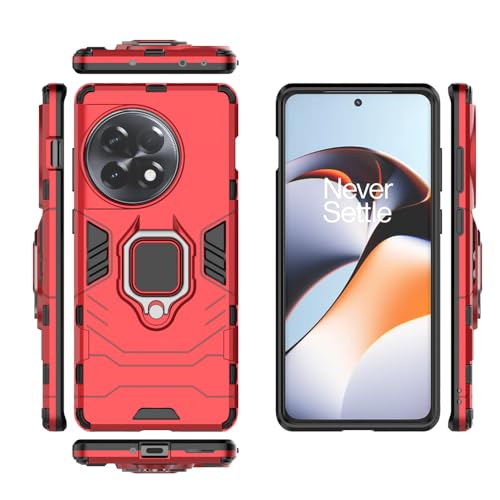 Kukoufey Capa compatível com OnePlus Ace 2 Pro, suporte magnético para carro, compatível com OnePlus Ace 2 Pro 5G, capa vermelha