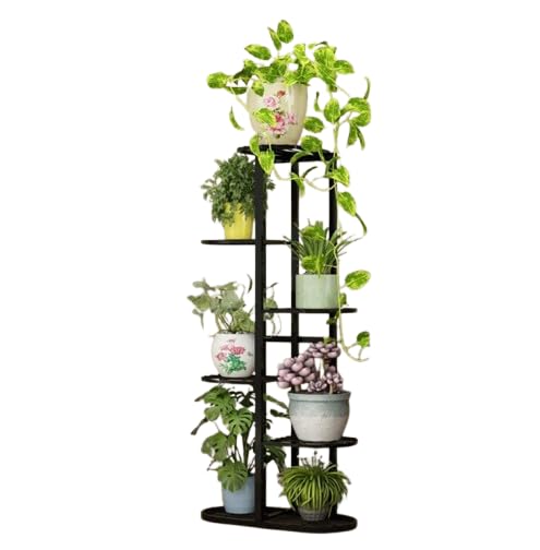 Image of MetalTouch Multi-Tiered Metal Flower Pot Stand - Indoor 6 Layer Tier Iron Plant Pot Display Rack Plant Pot Holder Tall Plant Flower Shelf for Living Room Balcony Living room & Court Garden (Black)