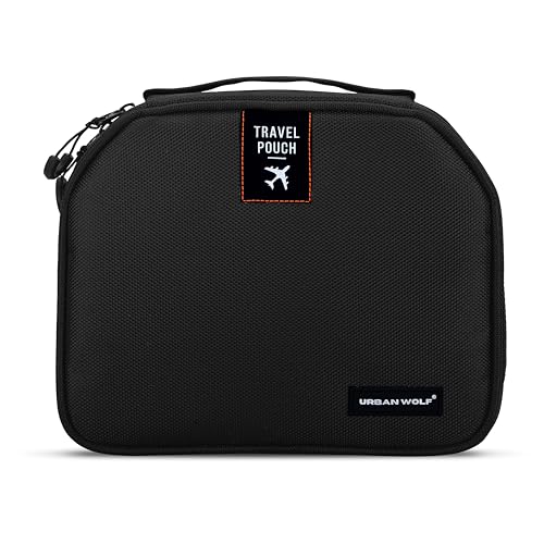 Image of Urban Wolf Travel Pouch Large Capacity, Water-Resistant Travel Toiletry Organizer with Multiple Pockets & Hanging Hook | Cosmetic Makeup Organizer with Mesh Pockets Travel Kit for Men and Women-Black.