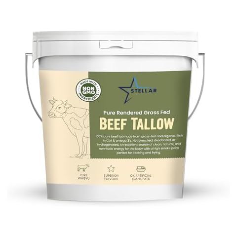 Stellar - Beef Tallow - 100% Grass-Fed & Finished - Good for Cooking, Baking and Frying - Food Grade - 2 LBS Cover