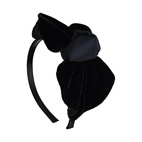 Fancy Black Velvet Bow with Silk Knot Headband for Women & Girls