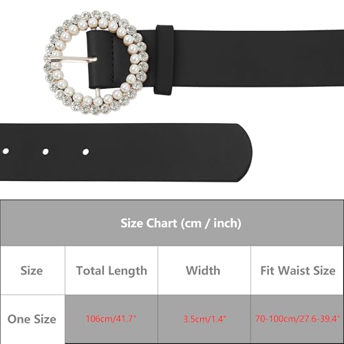 Women's Belt Rhinestones Pearl Buckle Fashion Sweet Belts for Dresses Pants4