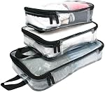 Miamica Packing Cube Set – Travel Organizers for Business Trips, Vacation, and Home Storage – Lightweight, Durable with Zipper Closure – Small, Medium, Large Cubes, Clear/Black, 3-Piece Set, Packing
