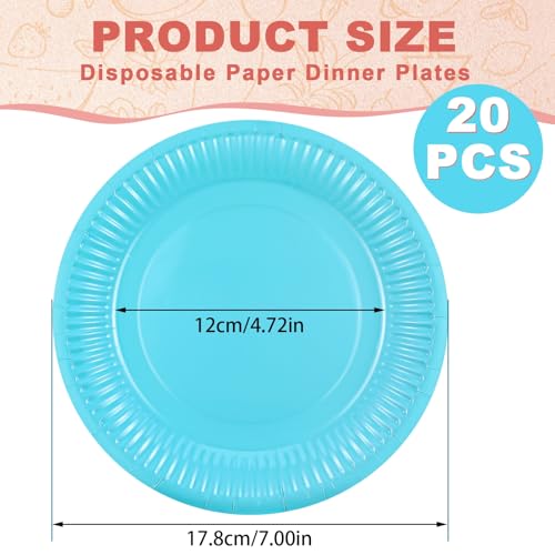 Xialvyu 20 Stück Pappteller,Einwegteller Blau,17.8 cm/7 inch Rund Party Pappteller Set,Pappteller Geburtstag Pappteller für Feste und Feiern Grillabend