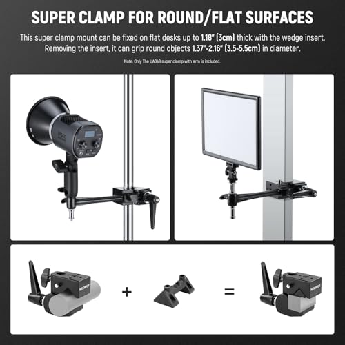 Image of NEEWER Super Clamp with 6 inch Extension Arm, 5 /8 inch Stud, 2.4 inch Jaw Grip