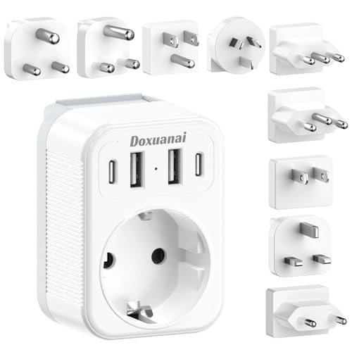 Jeu d'adaptateurs de Voyage internationaux, Adaptateur de Prise avec 4 USB (2 USB-C), Type A/B/C/D/G/I/J/L/M.pour États-Unis/Europe/UK/Afrique du...