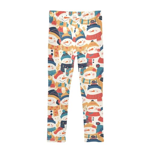 KLL Black White Christmas Snowman Girls Leggings Fashion Full Length Dance Pants Running2