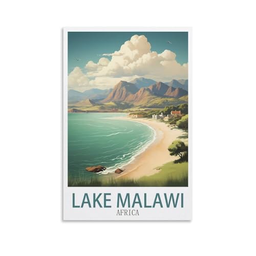 NPRZM Panneaux métalliques vintage, lac Malawi, Afrique, drôle, vintage, plaque métallique, affiche murale, art, pub, bar, cuisine, jardin, salle de bain, décoration d'intérieur, 20 x 30 cm