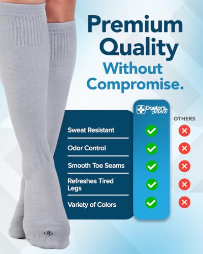 Image of Doctor's Select Bamboo Viscose Light Compression Socks for Women & Men - 3 Pairs, 8-15 mmHg Compression Socks, Knee High